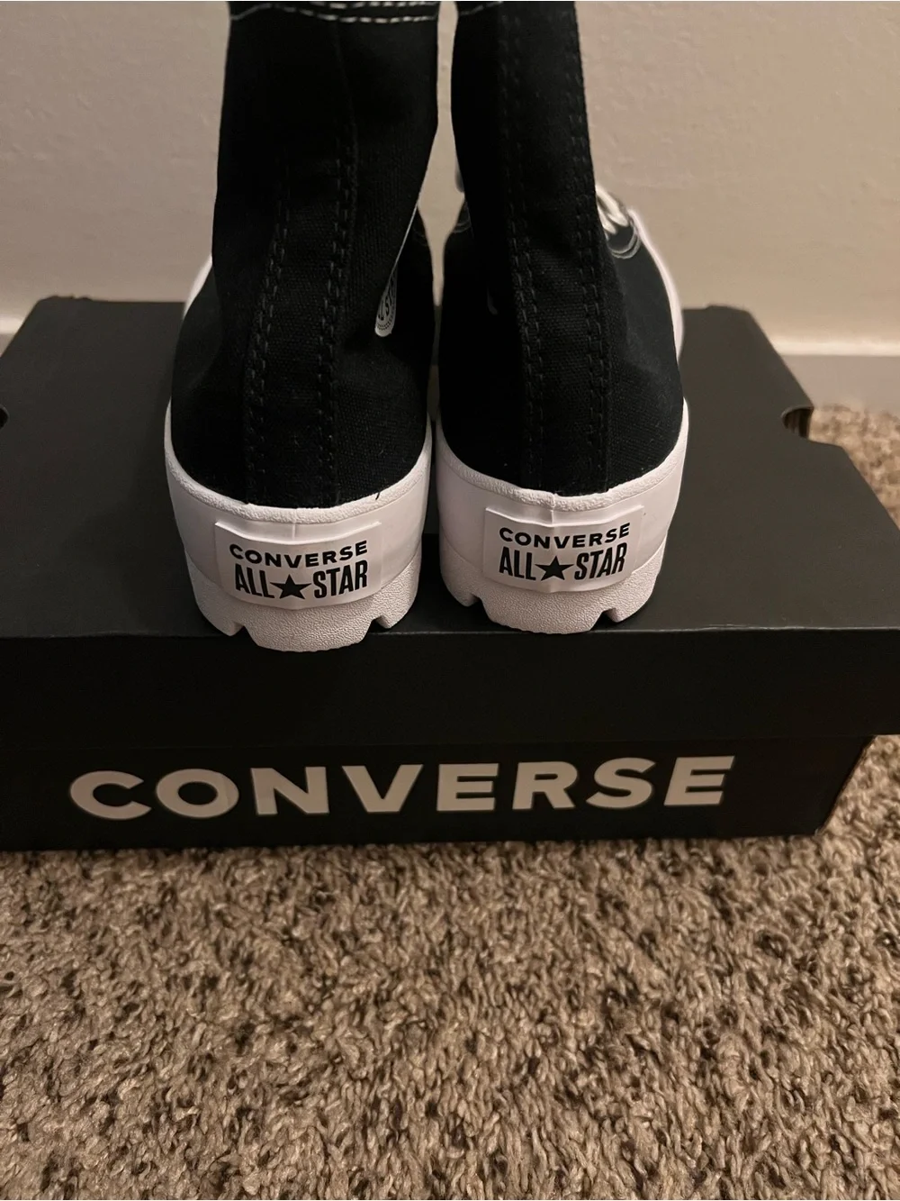 Converse Women’s Black and White High-Top Platform Sneakers